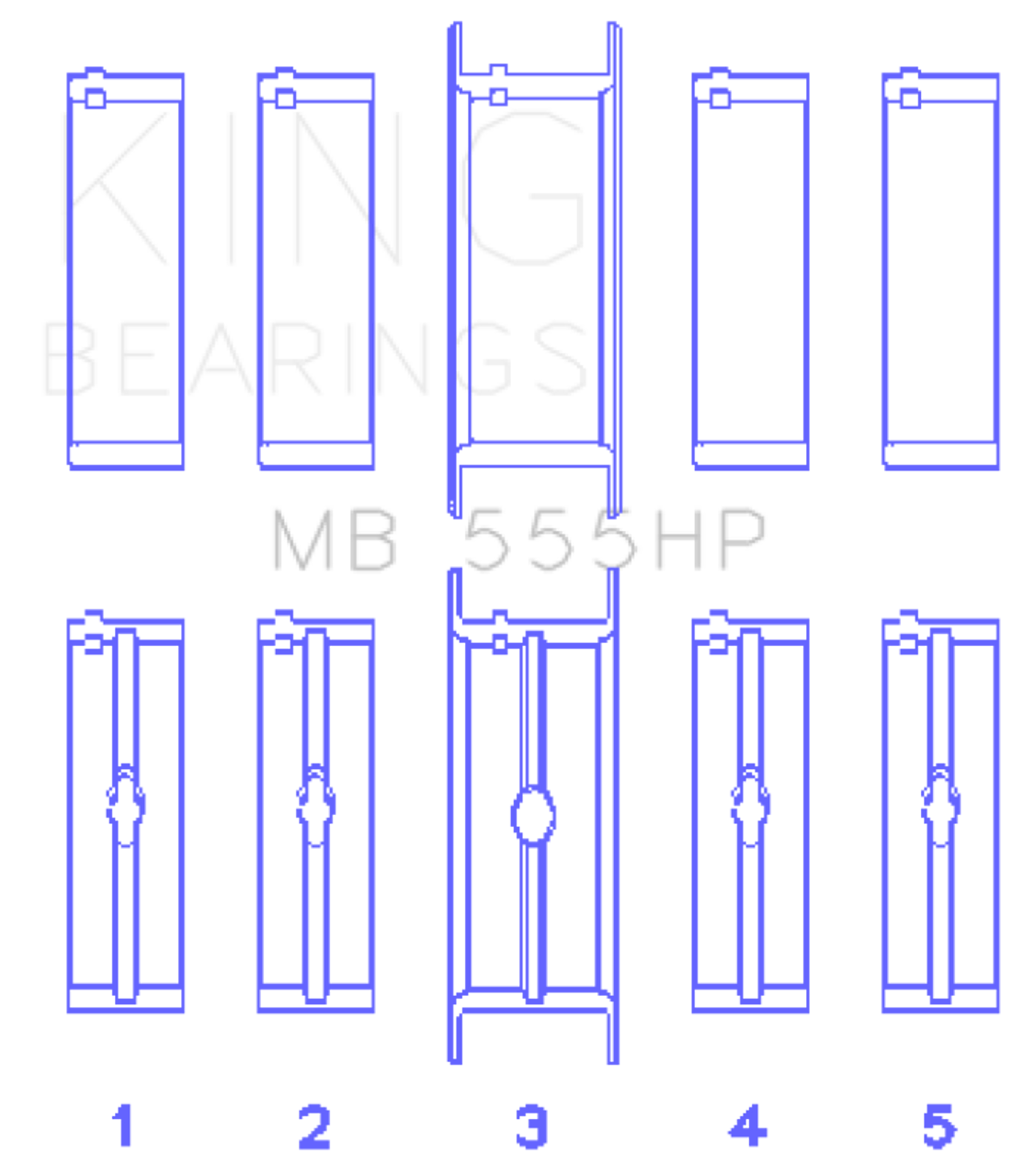 King Engine Bearings Chrysler 350/361/383/403 (Size STDX) Main Bearing Set - MB555HPSTDX Photo - Primary