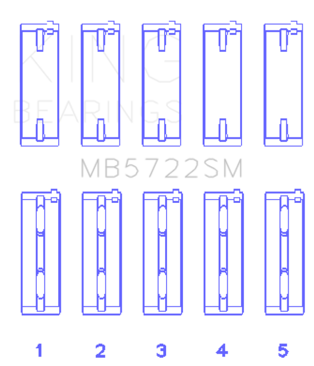 King Engine Bearings Mitsubishi 4B11T Turbo Evo X/2007-> (Size +0.50mm) Main Bearing Set - MB5722SM0.5 Photo - Primary