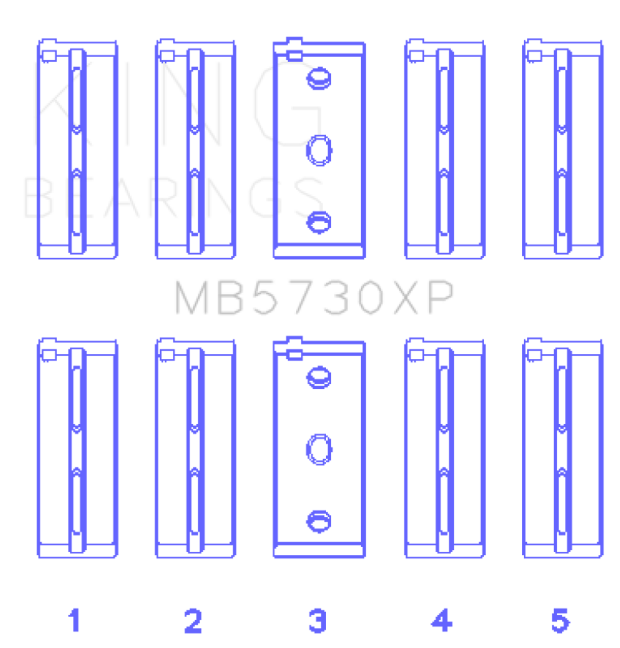 King Engine Bearings Lancia DElta Integrale (Size STDX) Main Bearing Set - MB5730XPSTDX Photo - Primary