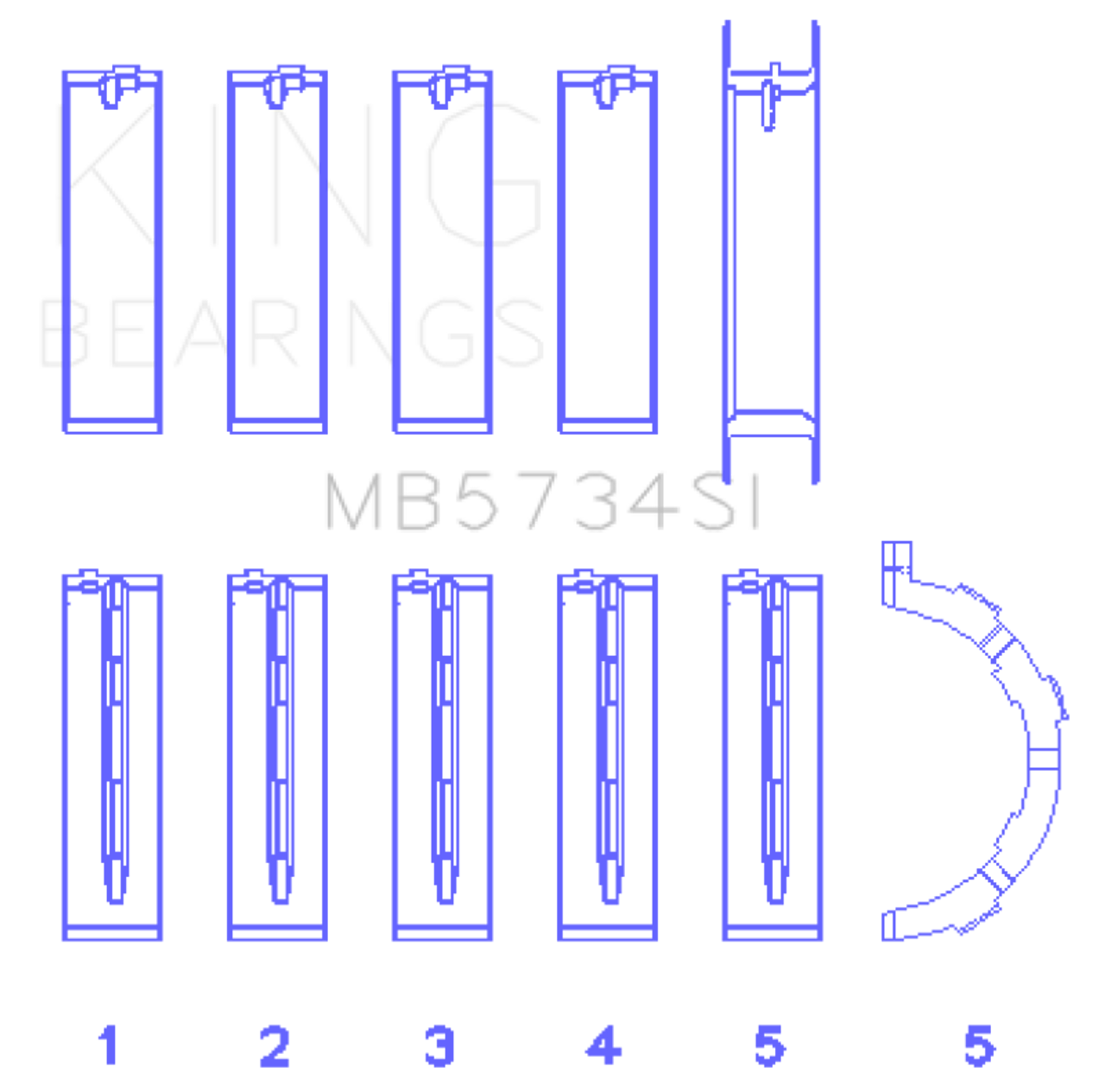 King Engine Bearings Ford 302 Cid Coyote (Size +0.25mm) Main Bearing Set - MB5734SI0.25 Photo - Primary