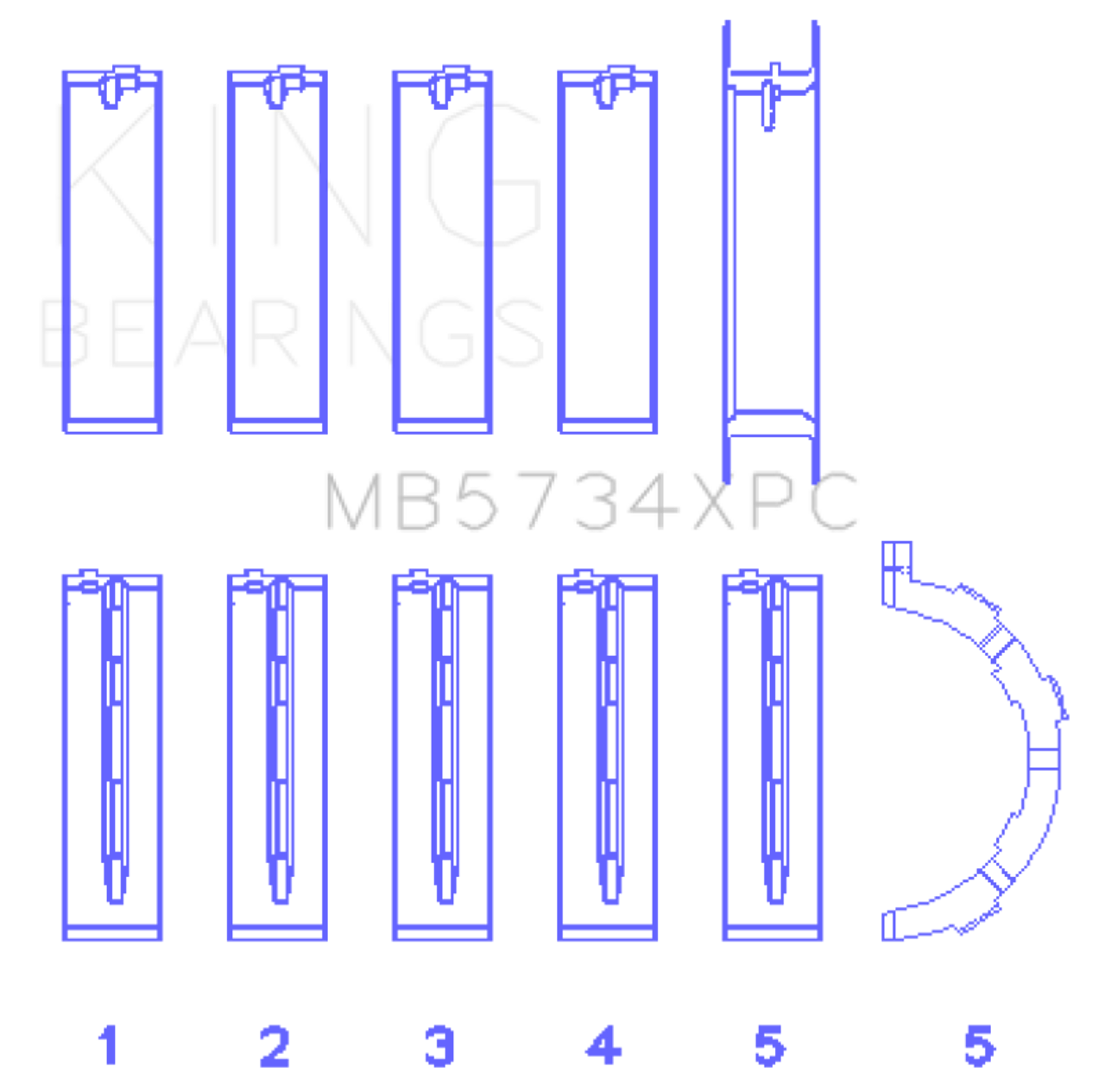 King Engine Bearings Ford 302 Cid Coyote (Size +0.25mm) Main Bearing Set - MB5734XPC0.25 Photo - Primary