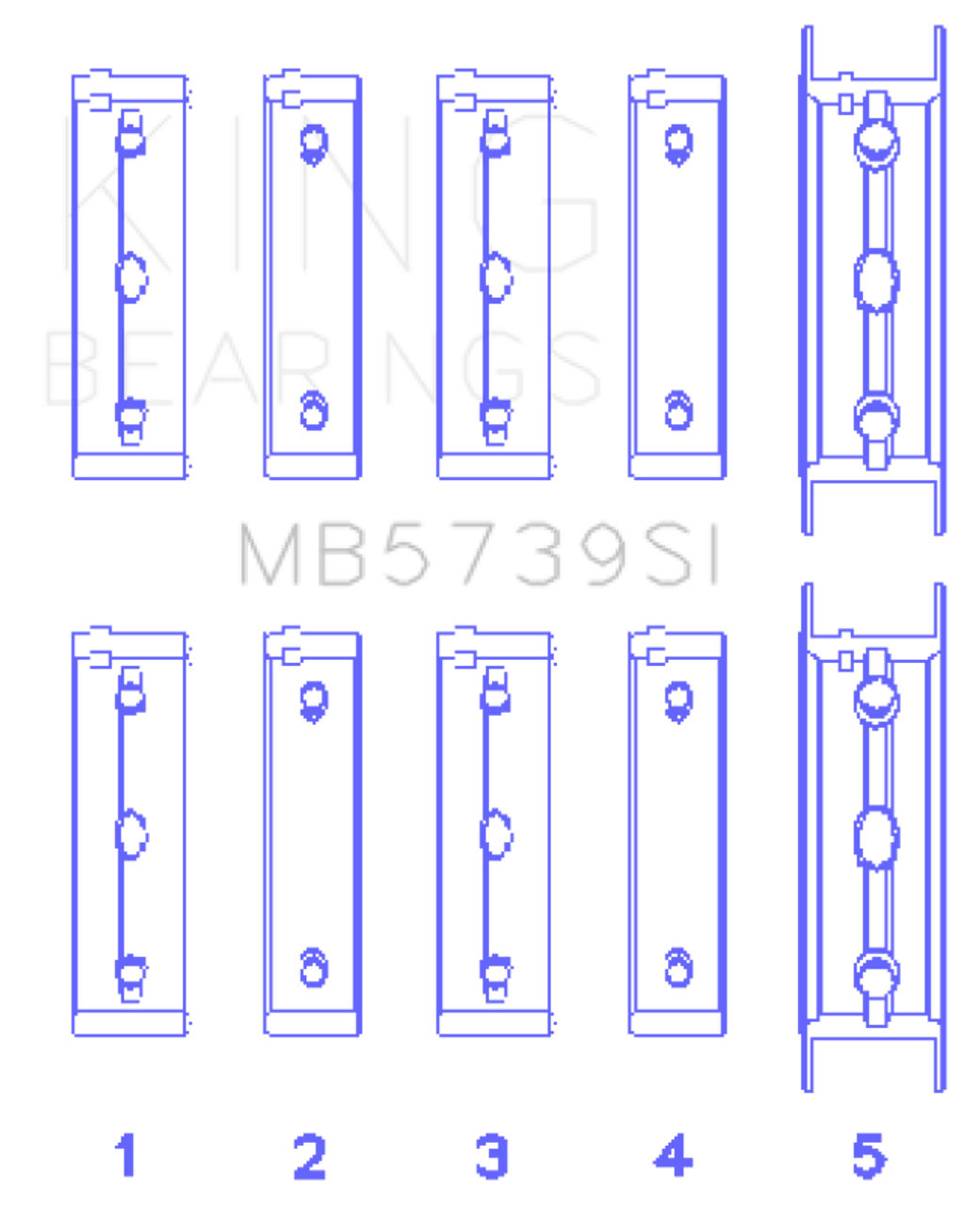 King Engine Bearings Subaru Ej20/Ej22/Ej25 Housing Bore + .002 (Size +0.50mm) Main Bearing Set - MB5739SI0.5 Photo - Primary