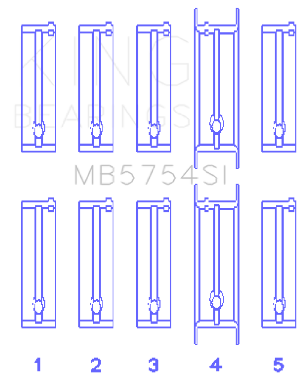 King Engine Bearings ChevrolET 121Ci/Ln2 134Ci Fl O/S 010 (Size +0.50mm) Main Bearing Set - MB5754SI0.5 Photo - Primary