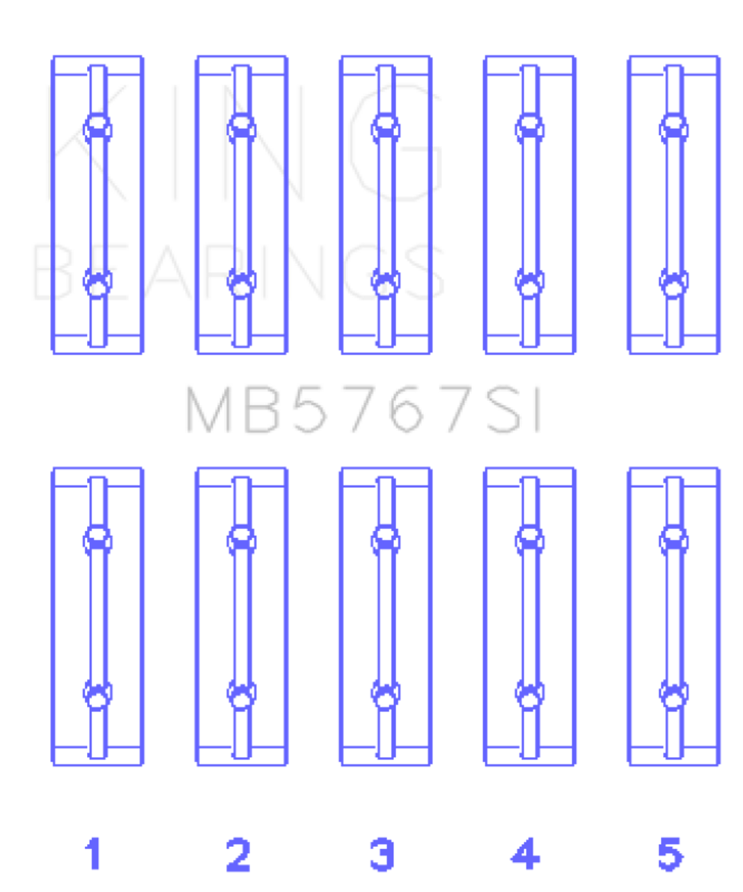 King Engine Bearings Nissan Hr15/16DE (Size +0.50mm) Main Bearing Set - MB5767SI0.5 Photo - Primary