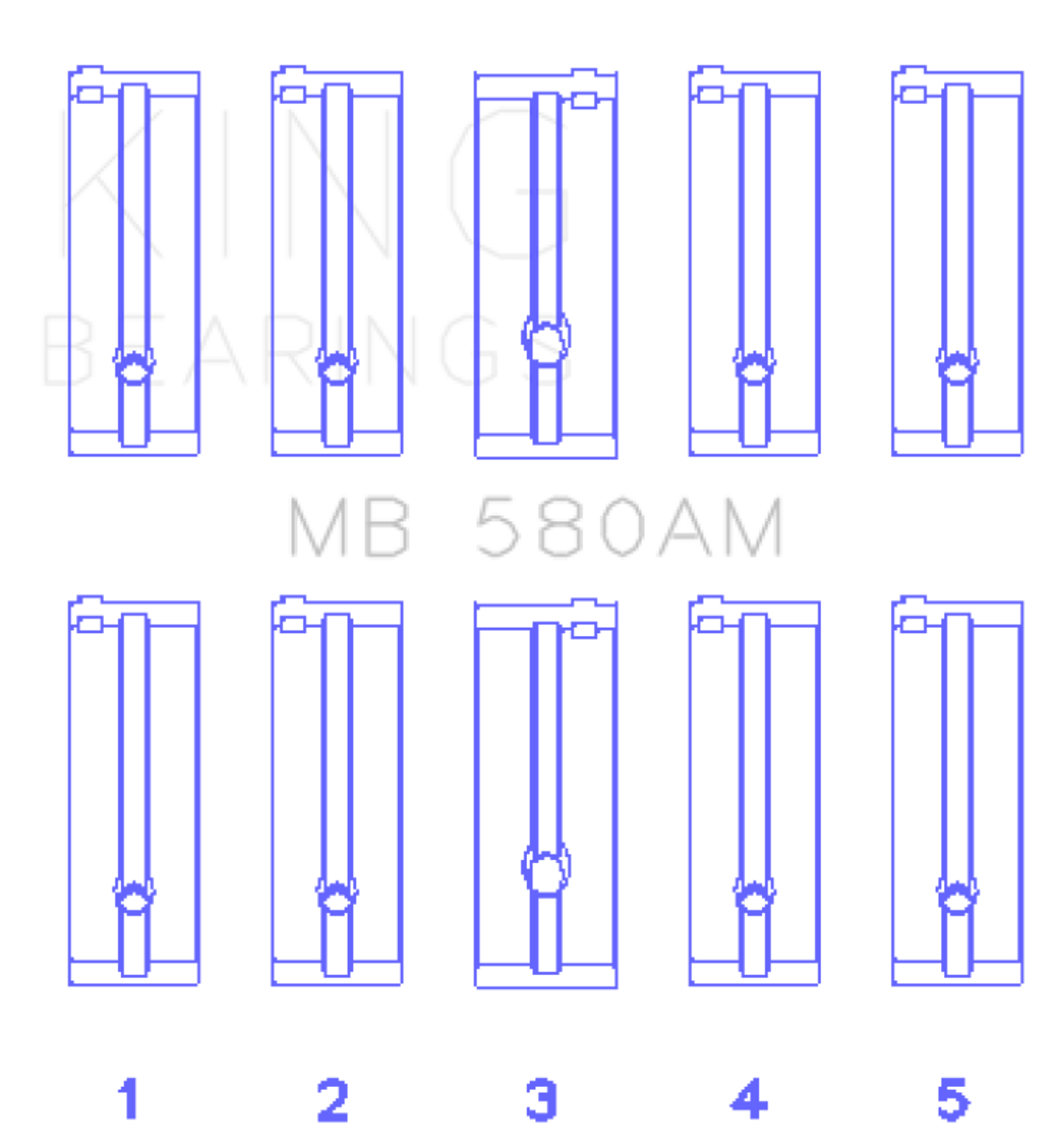 King Engine Bearings Toyota 21R/(Size +0.75mm) Main Bearing Set - MB580AM0.75 Photo - Primary