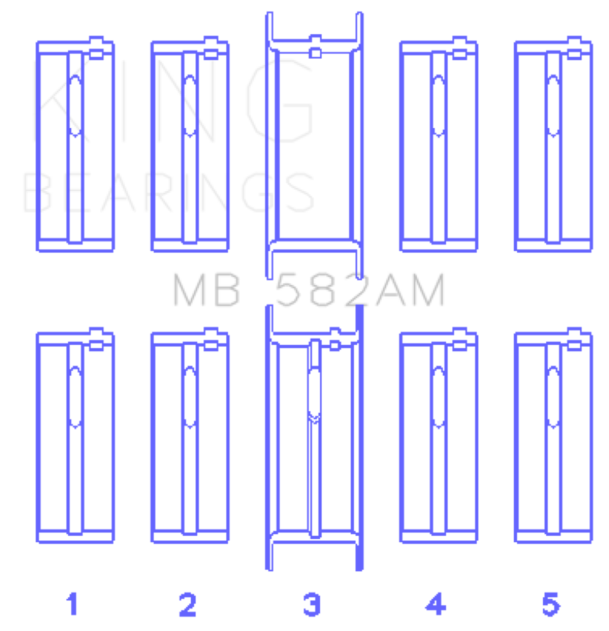 King Engine Bearings Ford 2.0/2.3L 8V (Size +0.50mm) Main Bearing Set - MB582AM0.5 Photo - Primary