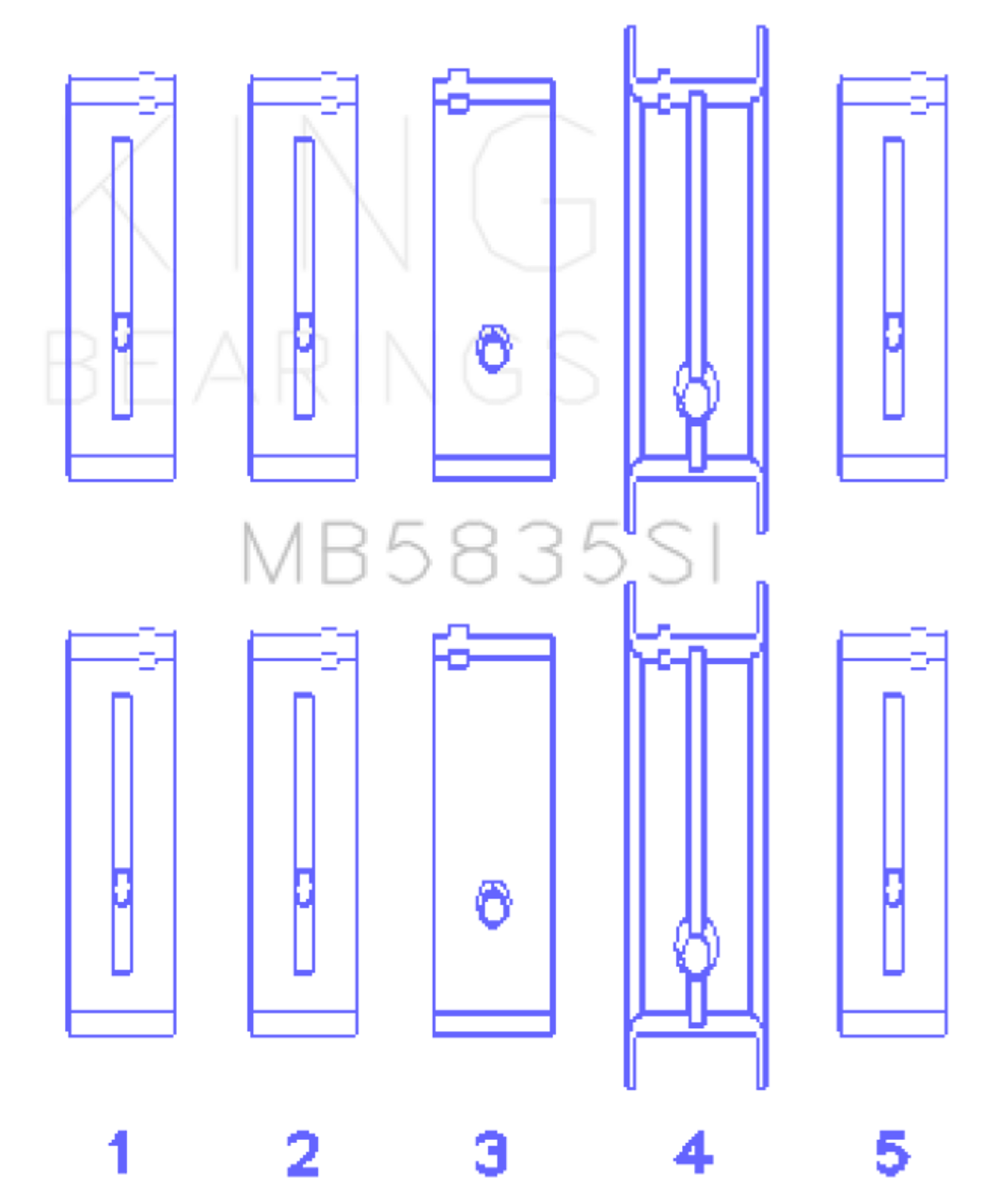 King Engine Bearings ChevrolET 121Ci/Ln2 134Ci +.002 (Size +0.25mm) Main Bearing Set - MB5835SI0.25 Photo - Primary