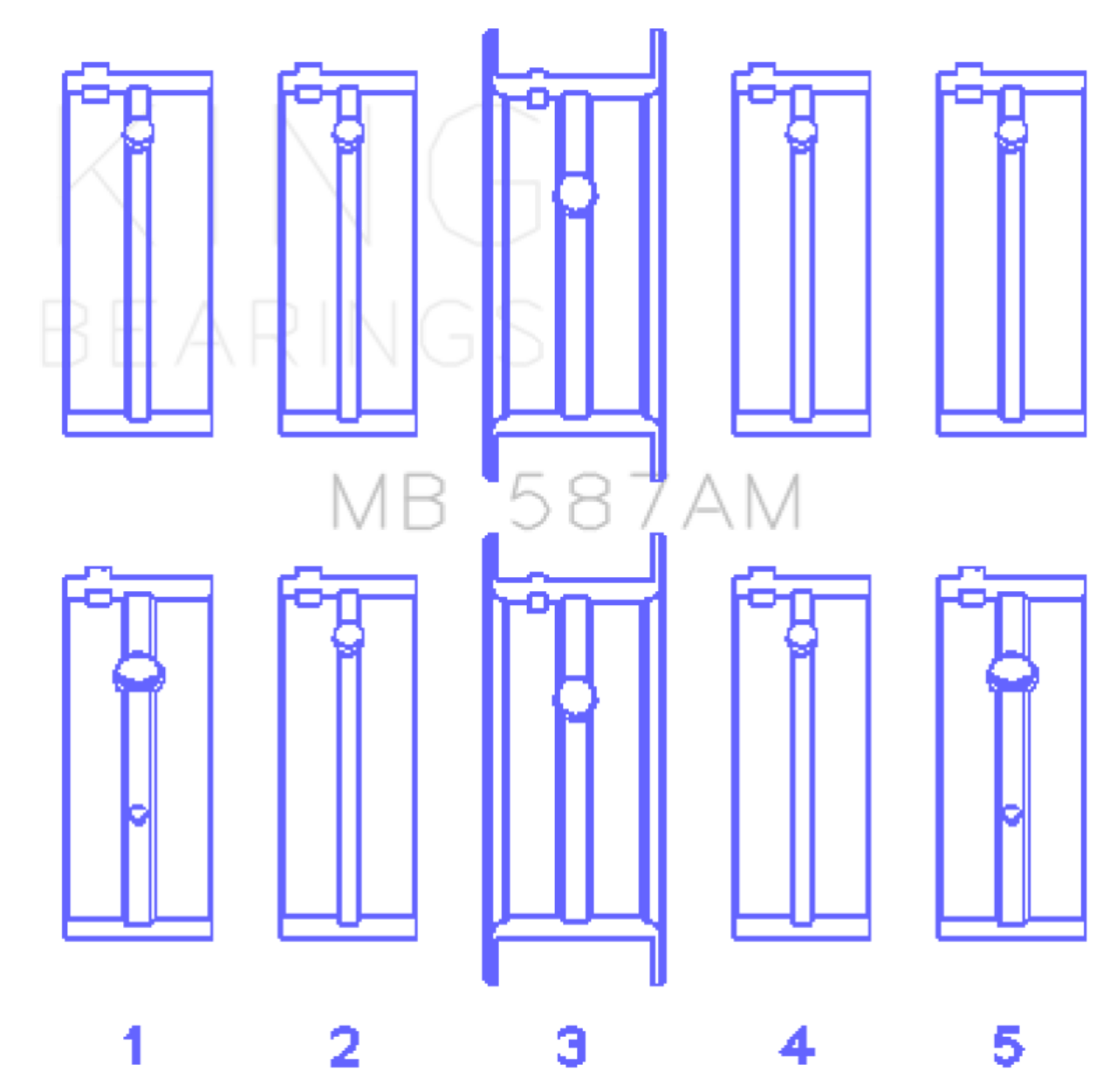 King Engine Bearings Nissan L20B/Z20/Z22/Z24 (Size +0.25mm) Main Bearing Set - MB587AM0.25 Photo - Primary