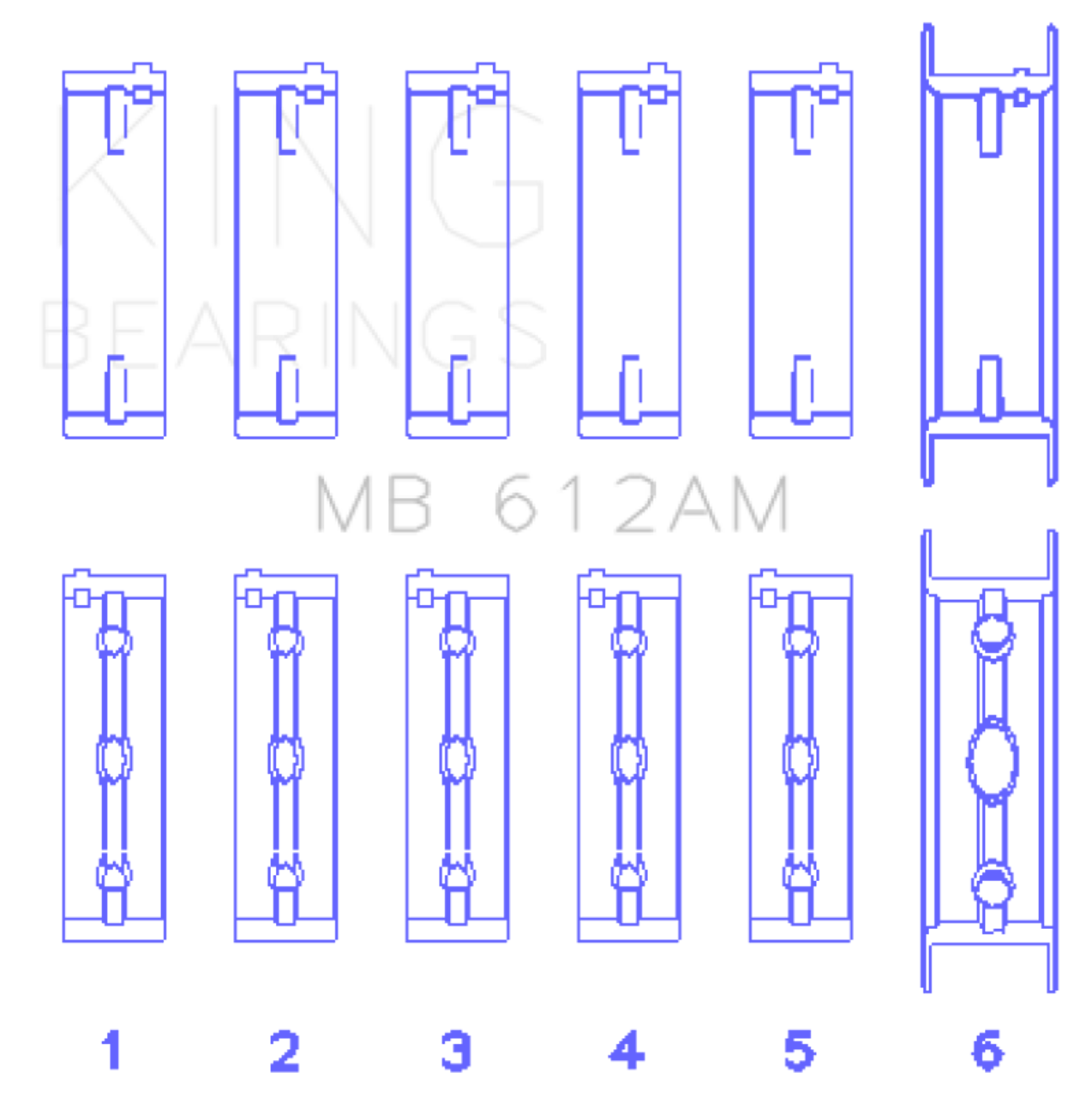 King Engine Bearings Volvo 520/B5252/B5254F/T/B5234F/T (Size +0.25mm) Main Bearing Set - MB612AM0.25 Photo - Primary