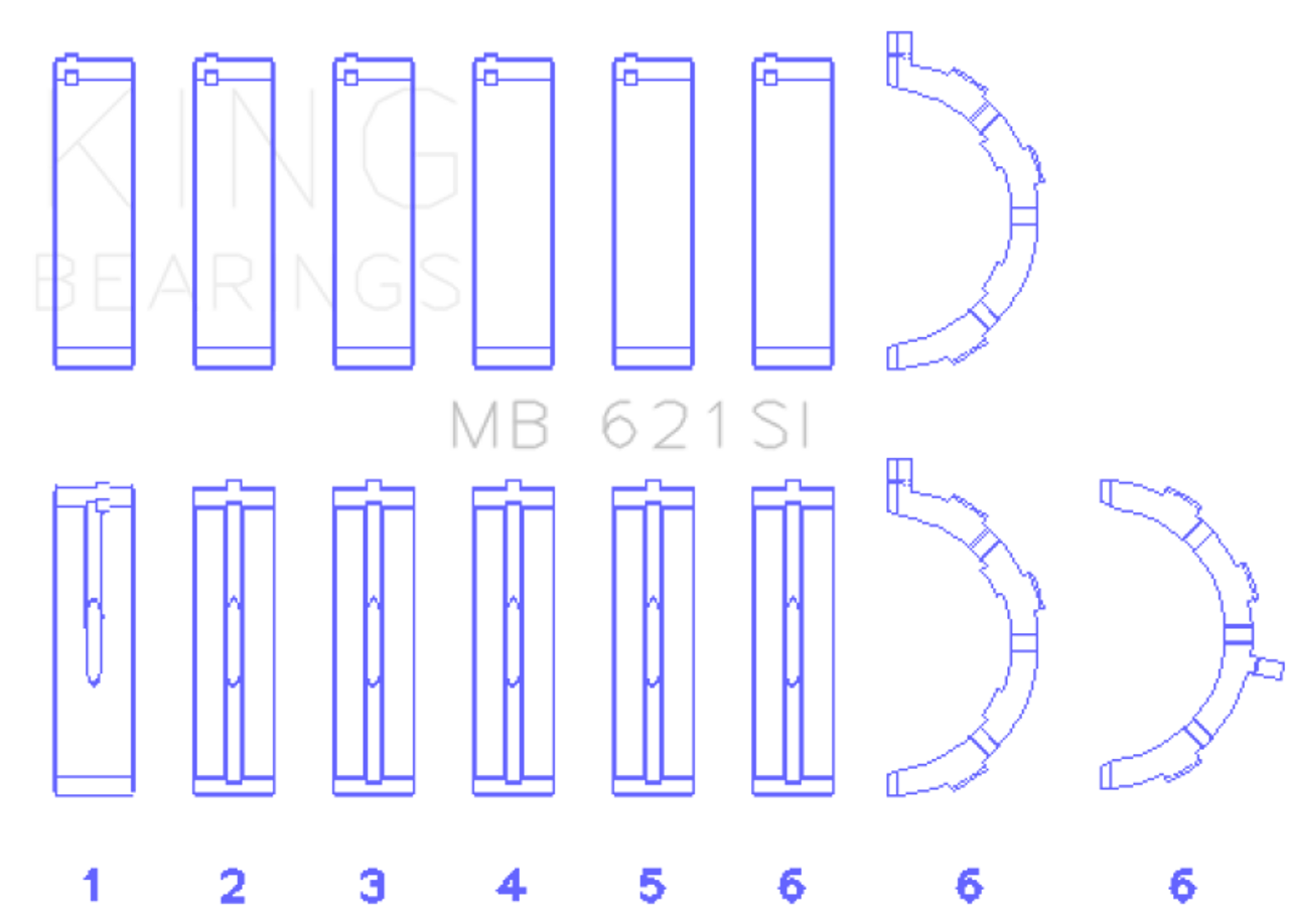 King Engine Bearings Ford 415 (Size +0.25mm) Main Bearing Set - MB621SI0.25 Photo - Primary
