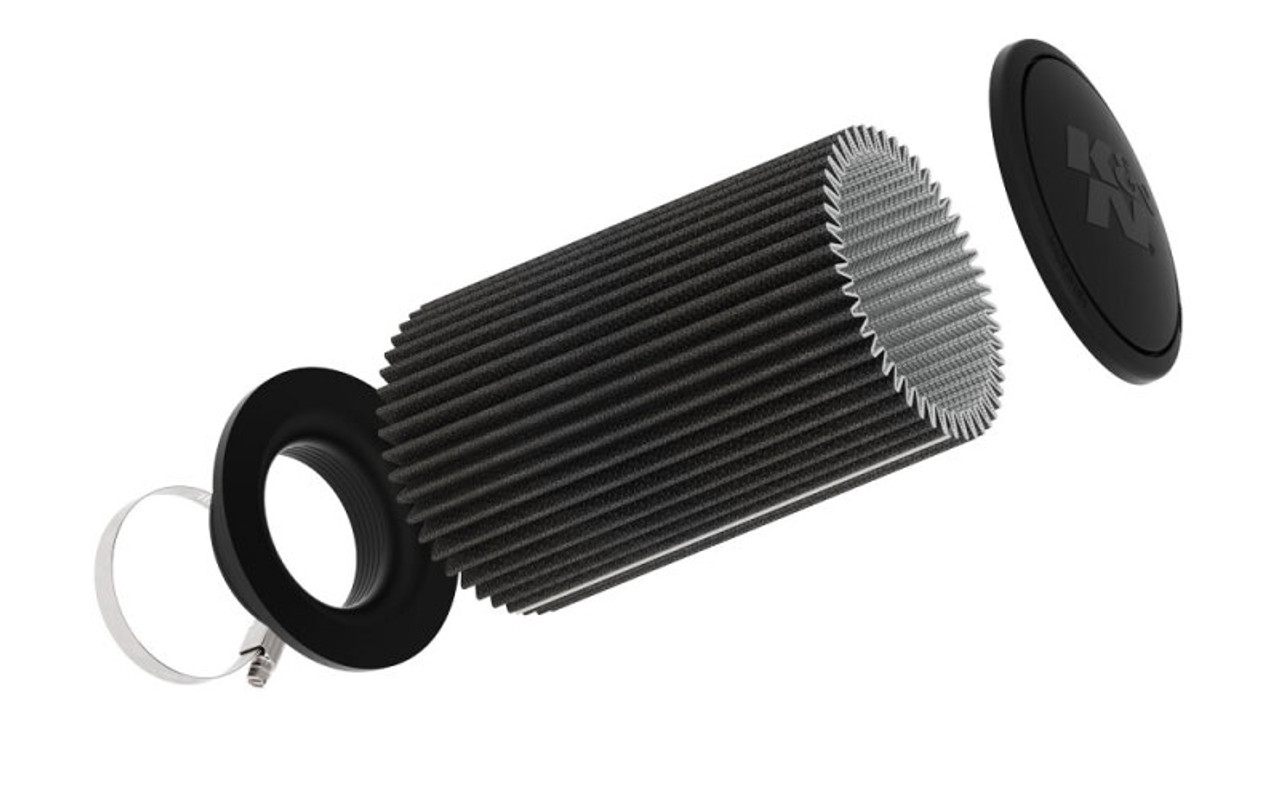K&N Universal Clamp-On Air Filter 3-1/2in Flange ID 6in Base 5-1/4in Top 9in Height - RU-3111HBK Photo - out of package