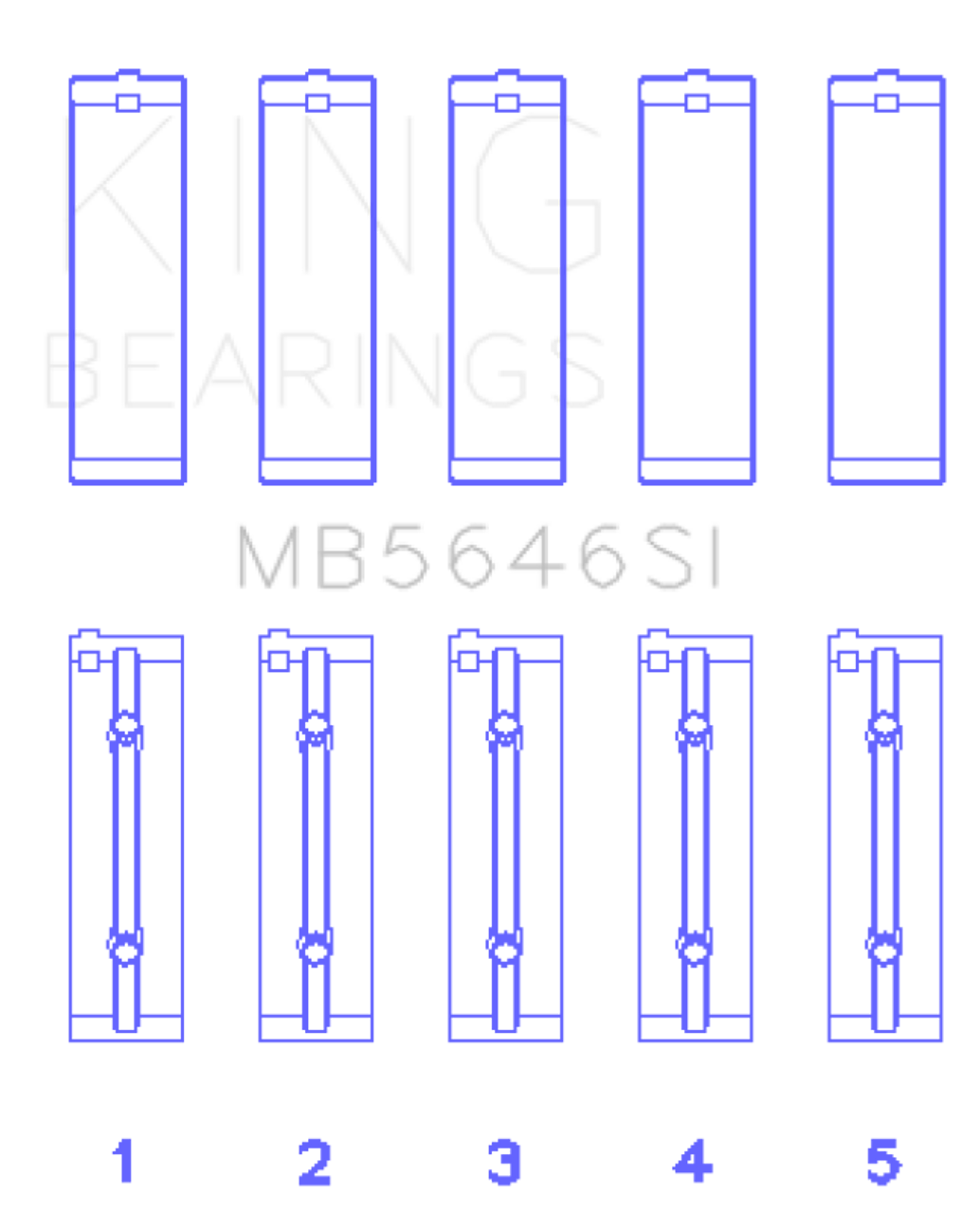 King Toyota 1AZFE/2AZFE (Size 1.0) Main Bearings Set of 5 - MB5646SI1.0 Photo - Primary