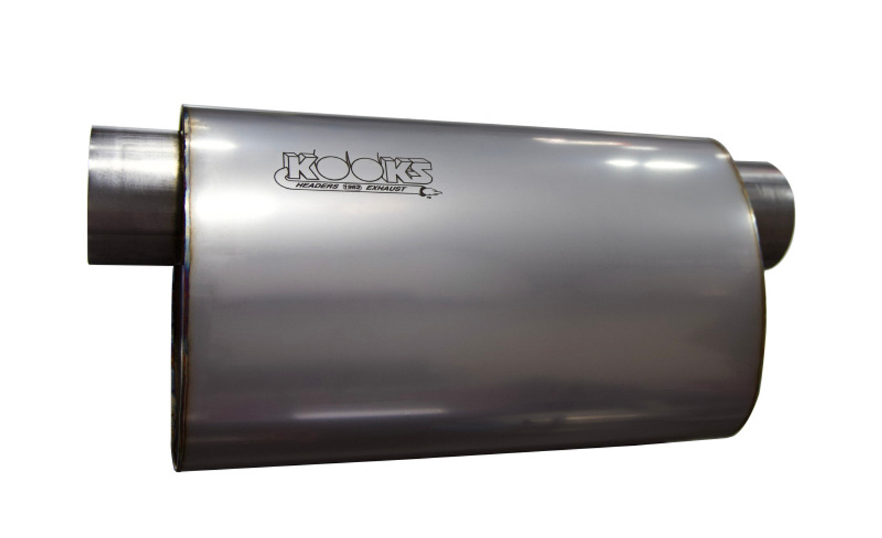 Kooks 3in Oval Offset/Offset (Same Side) Muffler 14in Long Body Stainless Steel - MUF-014 Photo - Primary