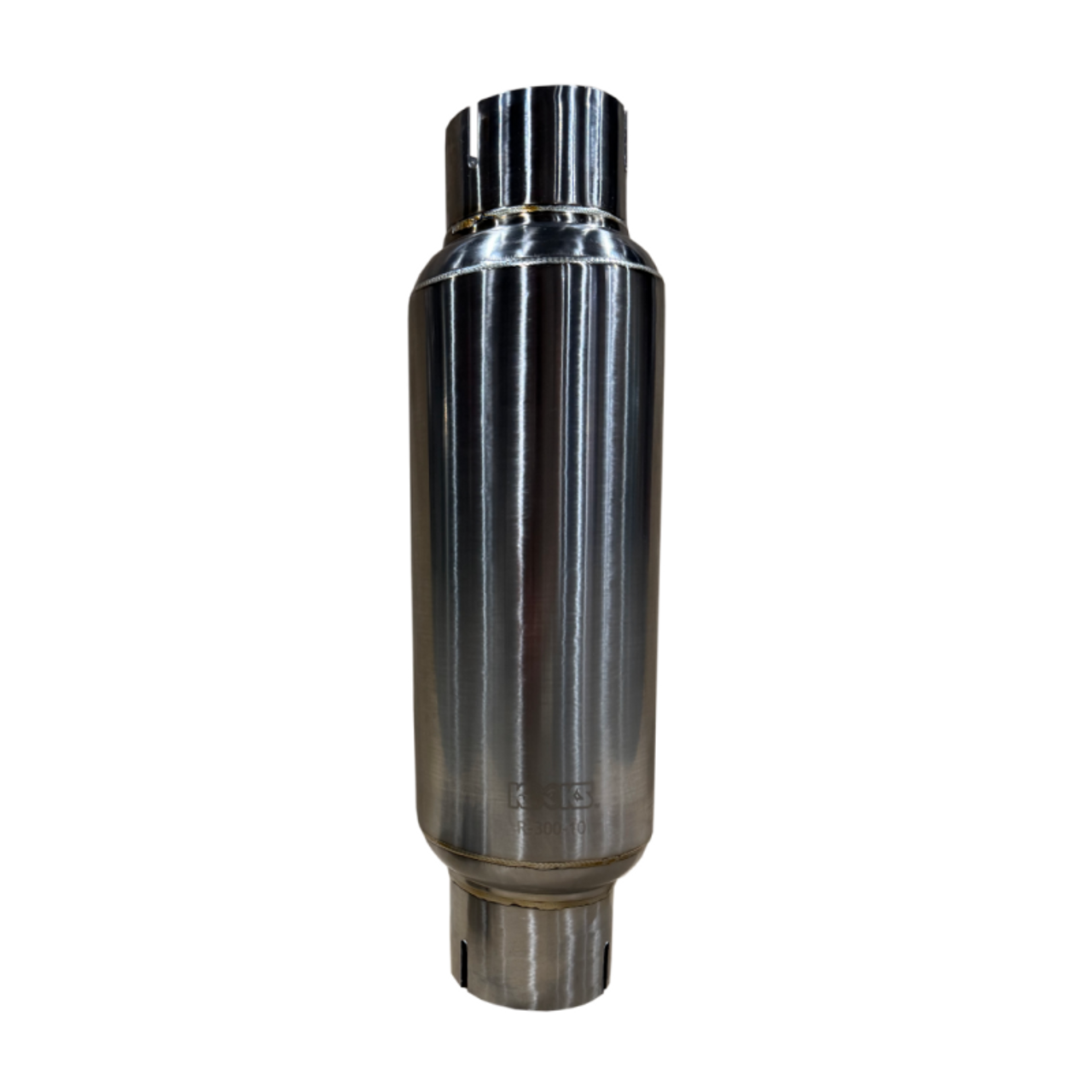 Kooks 3in Round Clamp In Muffler 10in Long Body Polished Stainless Steel - R300-10-CI Photo - Unmounted