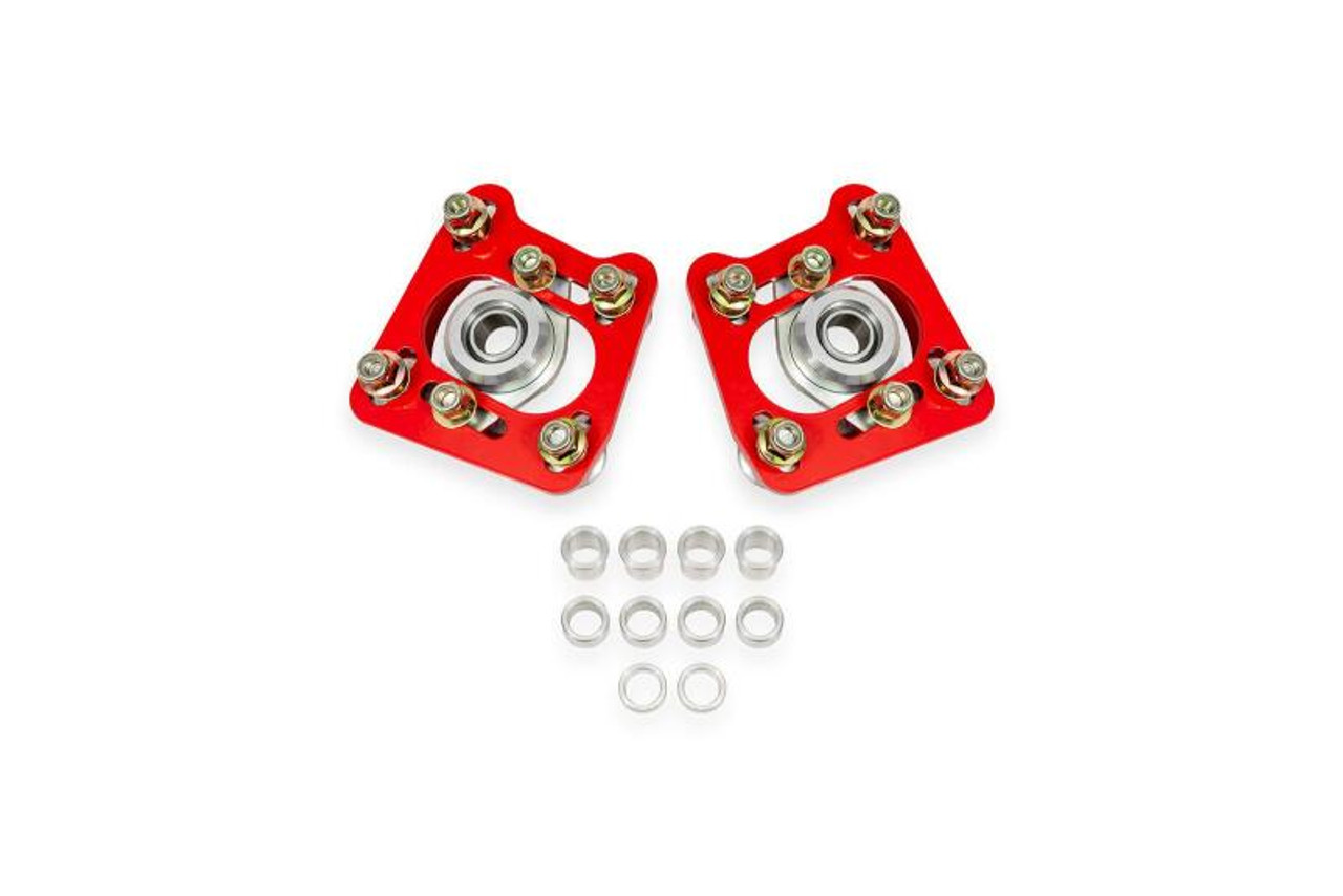 BMR 94-04 Ford Mustang Steel Caster Camber Plates - Red - WAK740R User 1