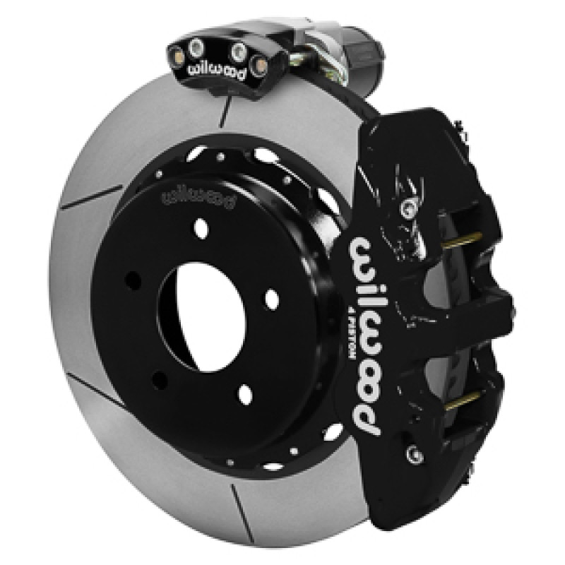 Wilwood 88-98 GM C1500 Aero4 Rear Electronic Parking Brake Kit 14in Rotor 3.25in Offset - Blk - 140-18046 Photo - Primary