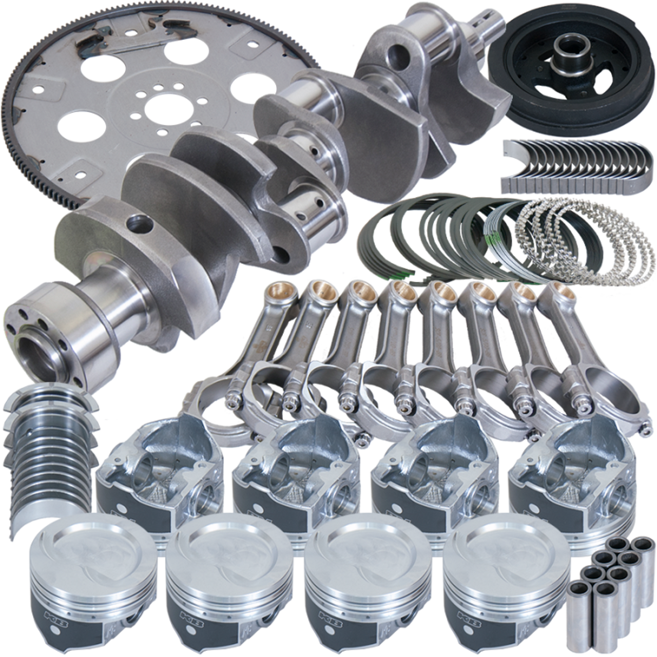 Eagle Chevy 350 1Pc 3.750in Crank 5.700in I-Beam Rod 4.040in Pistons 168 Tooth FP Balanced Assembly - B13004L04068 Photo - Primary