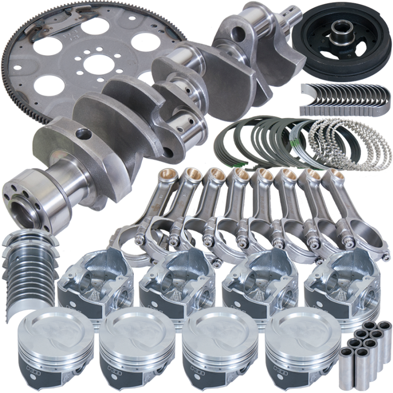 Eagle Chevy 350 1Pc 3.750in Crank 5.700in I-Beam Rod 4.060in Pistons 153 Tooth FP Balanced Assembly - B13004L06053 Photo - Primary