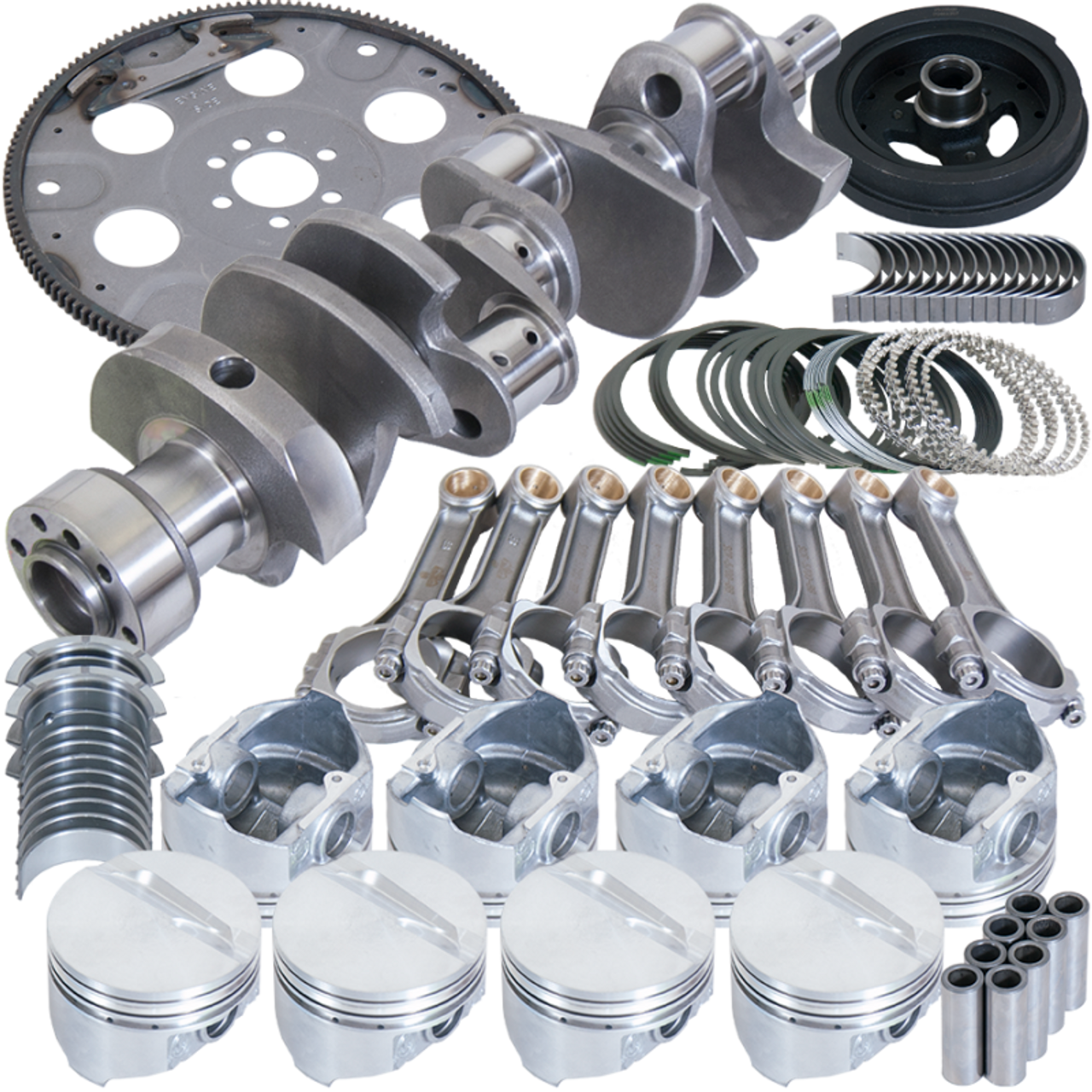 Eagle Chevy 350 1Pc 3.750in Crank 5.700in I-Beam Rods 4.030in Pistons 153 Tooth FP Balanced Assembly - B13005L03053 Photo - Primary