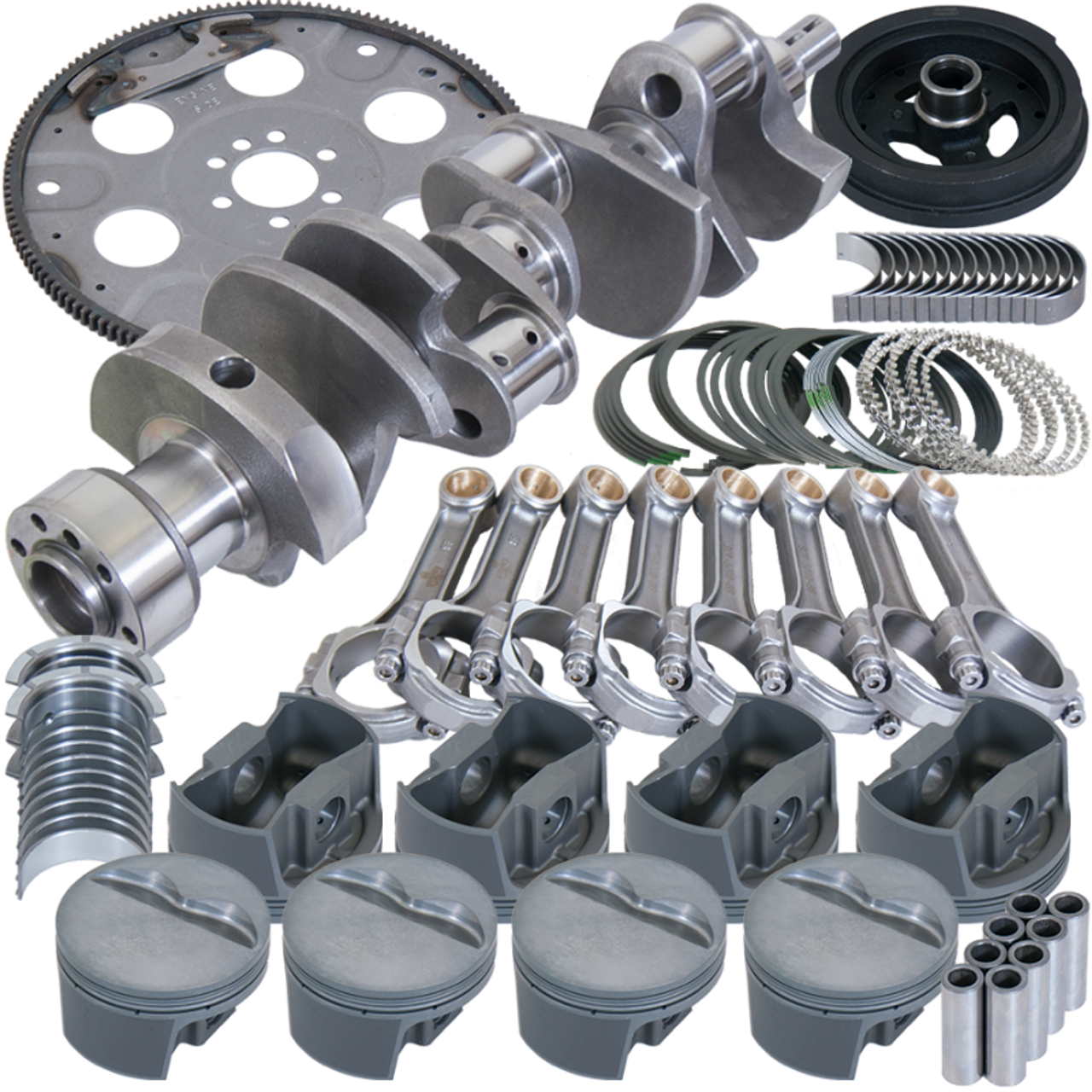 Eagle Chevy 350 1Pc 3.750in Crank 5.700in I-Beam Rods 4.060in Pistons 153 Tooth FP Balanced Assembly - B13006L06053 Photo - Primary
