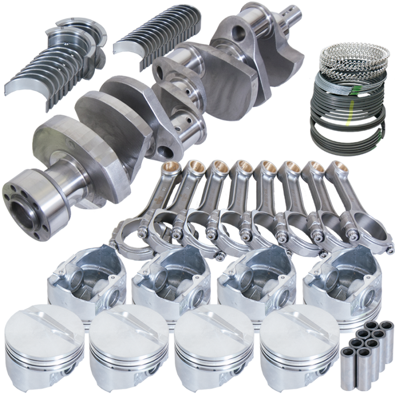 Eagle Chevy 350 1Pc 3.750in Crank 5.700in I-Beam Rod 4.030in Pistons 168 Tooth FP Balanced Assembly - B13051L03068 Photo - Primary