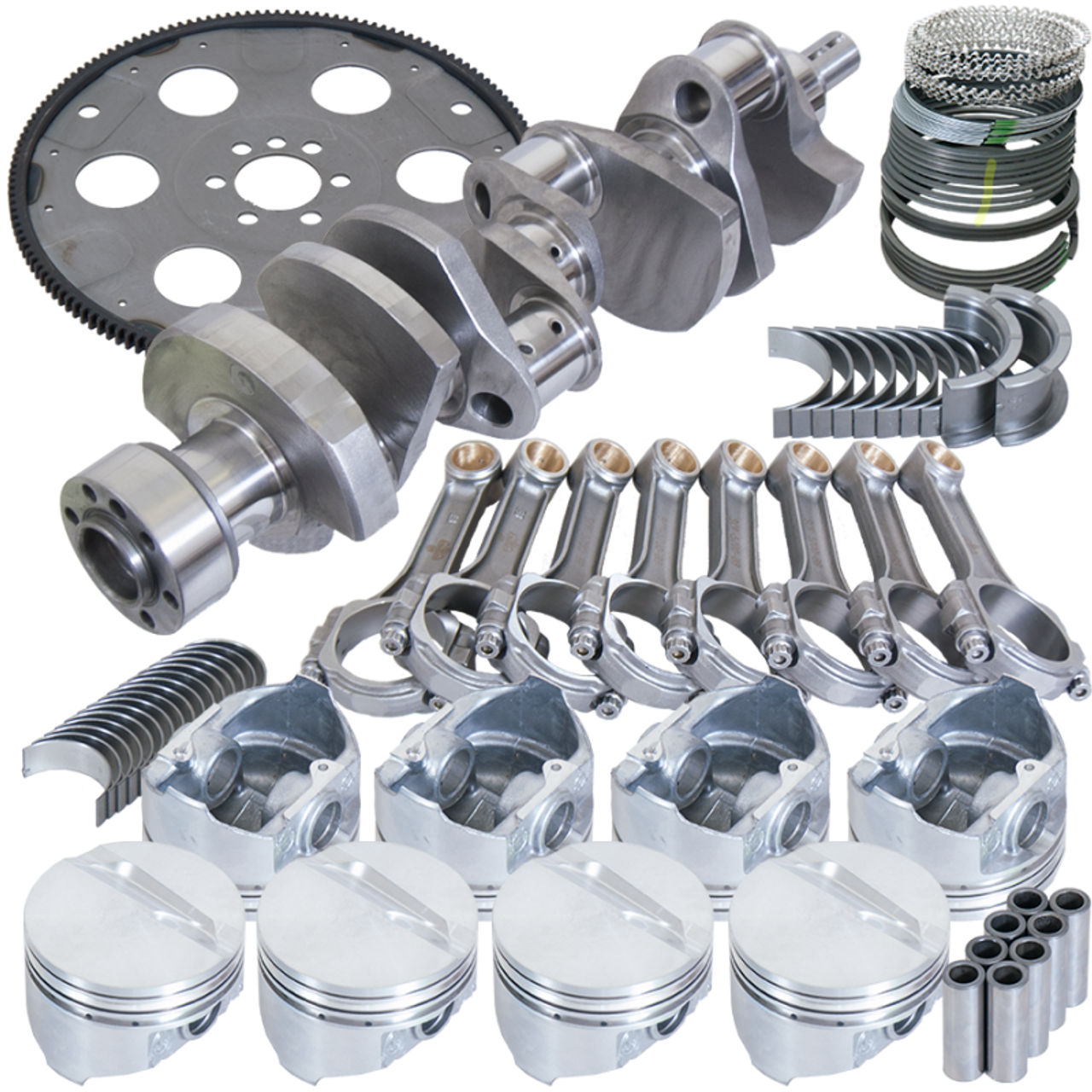 Eagle Chevy 350 1Pc 3.750in Crank 5.700in I-Beam Rods 4.000in Pistons 153 Tooth FP Balanced Assembly - B13055L00053 Photo - Primary
