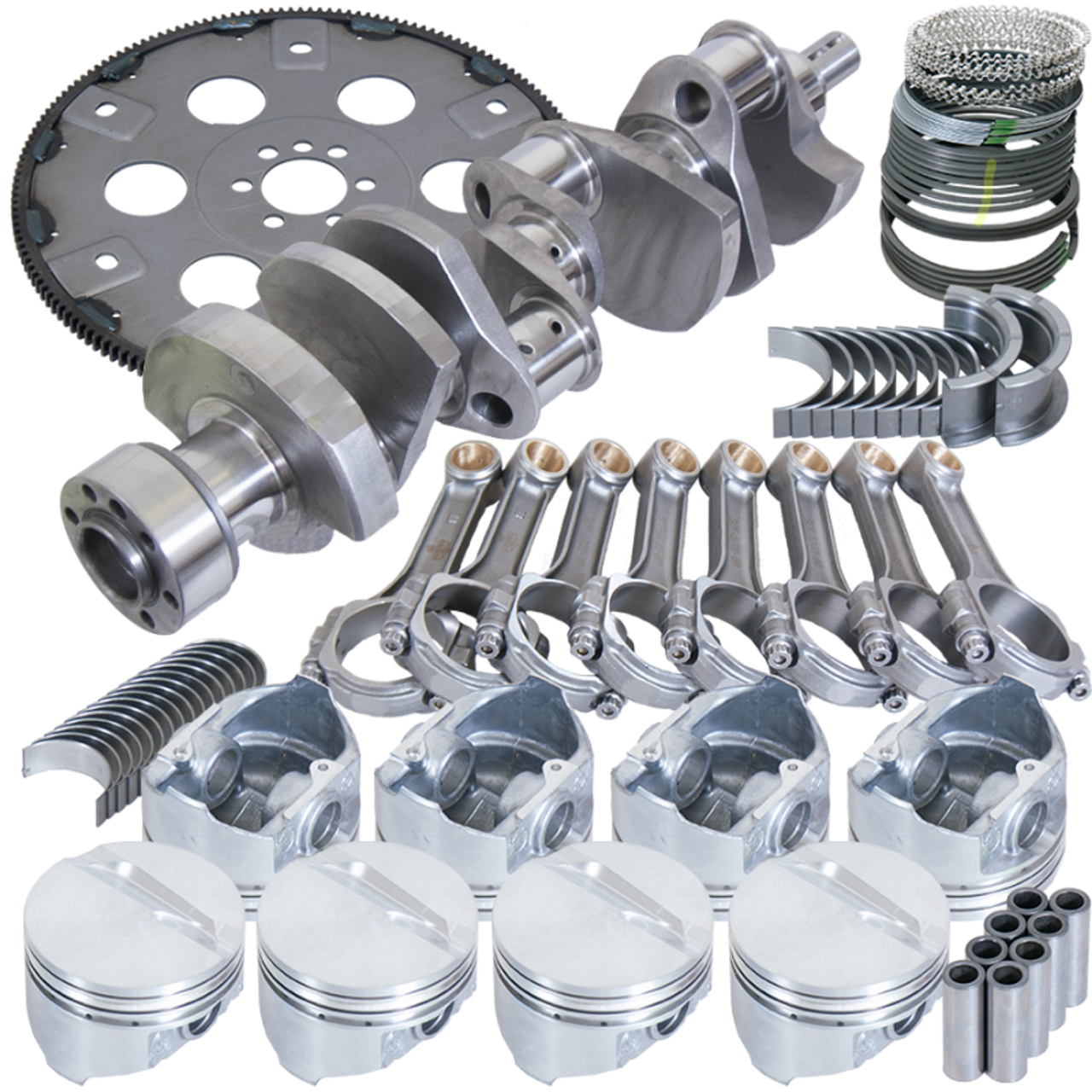 Eagle Chevy 350 1Pc 3.750in Crank 5.700in I-Beam Rods 4.040in Pistons 168 Tooth FP Balanced Assembly - B13055L04068 Photo - Primary