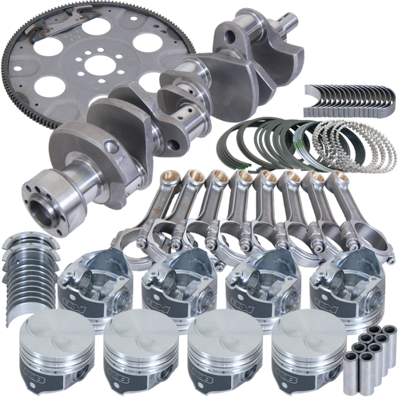 Eagle Chevy 305 1Pc 3.480in Crank 5.700in I-Beam Rods 3.776in Pistons 153 Tooth FP Balanced Assembly - B13101L04053 Photo - Primary