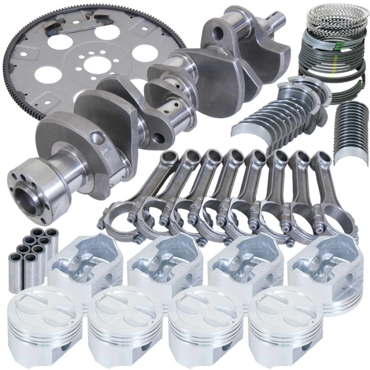 Eagle Chevy 350 1Pc 3.480in Crank 5.700in I-Beam Rods 4.040in Pistons 168 Tooth FP Balanced Assembly - B15403L04068 Photo - Primary