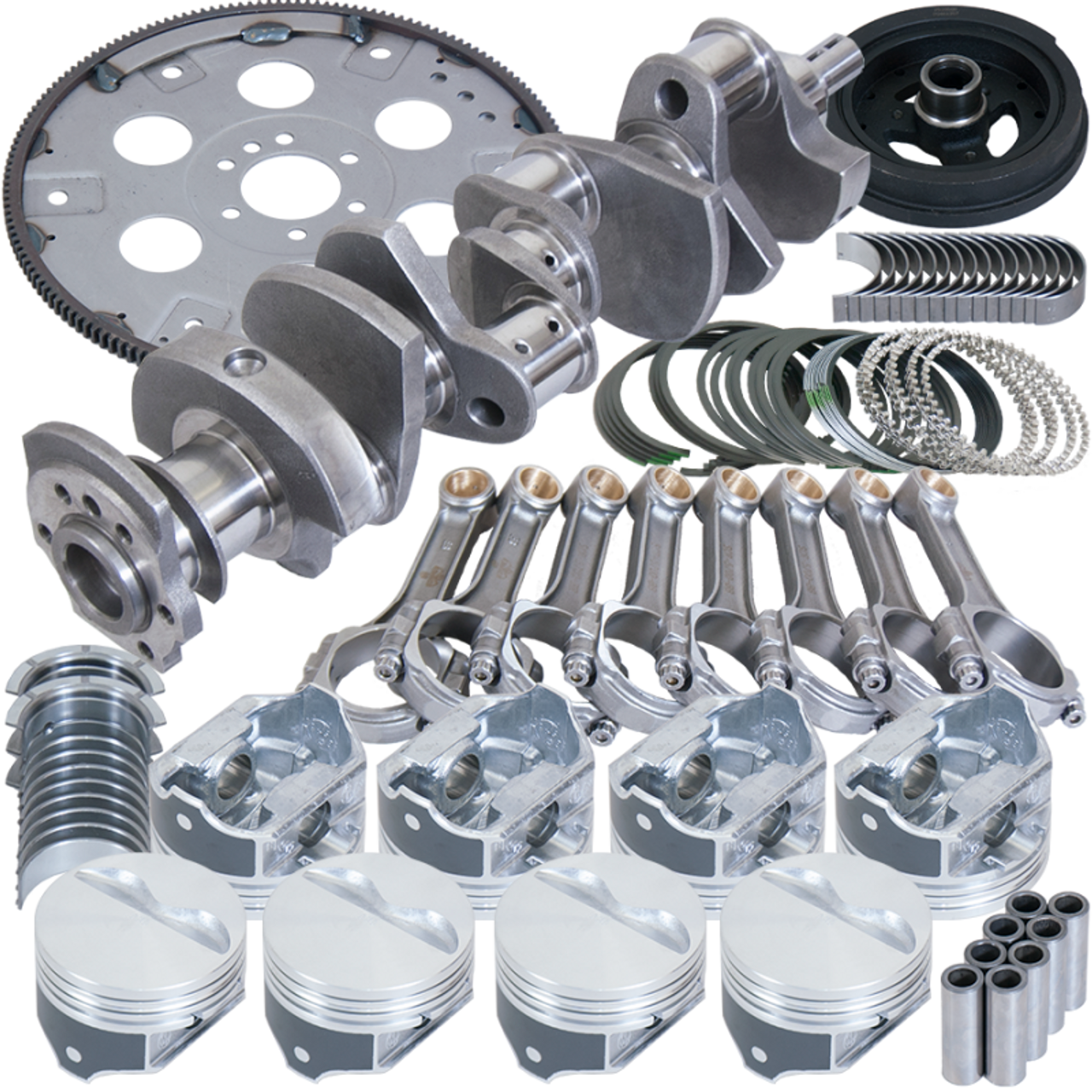 Eagle Chevy 350 1Pc 3.750in Crank 5.700in I-Beam Rods 4.000in Pistons 153 Tooth FP Balanced Assembly - B15405L00053 Photo - Primary
