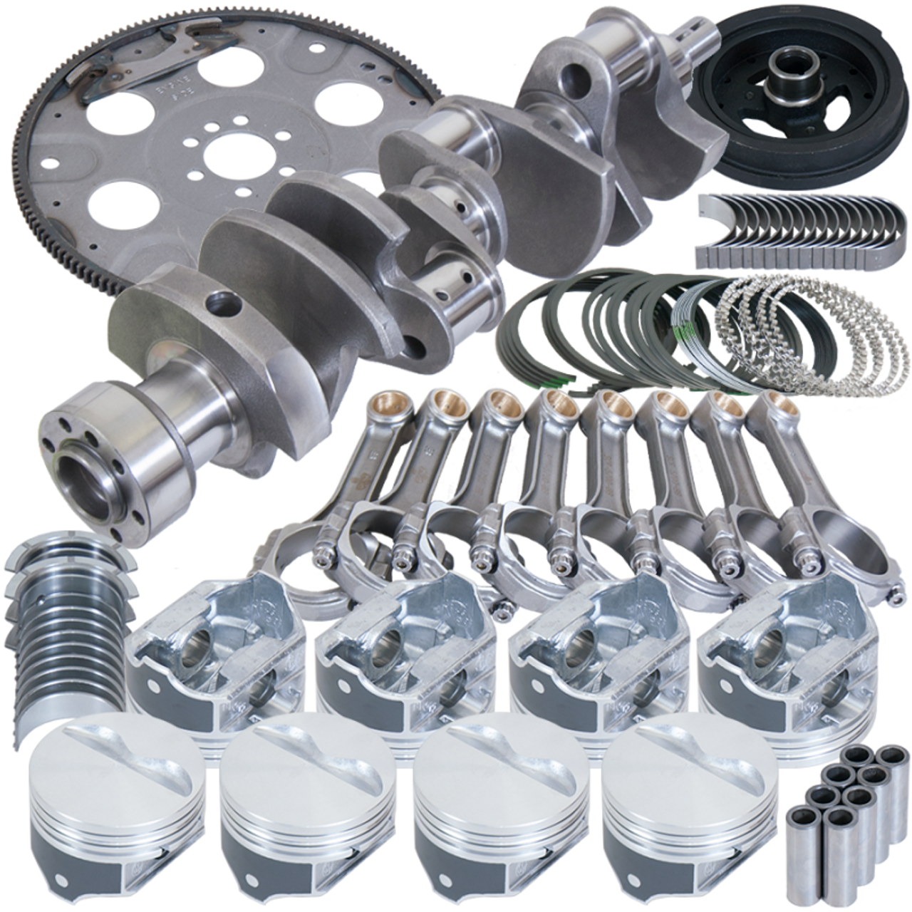 Eagle Chevy 350 1Pc 3.750in Crank 5.700in I-Beam Rods 4.000in Pistons 153 Tooth FP Balanced Assembly - B15405L00053 Photo - Primary