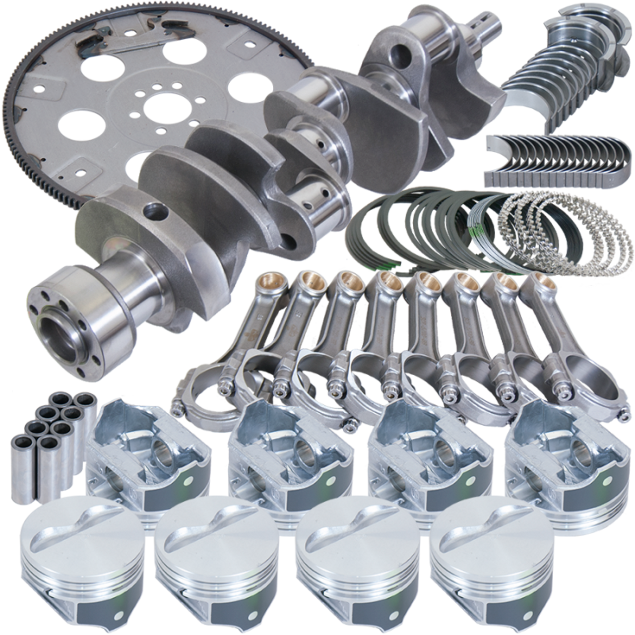 Eagle Chevy 350 1Pc 3.750in Crank 5.700in I-Beam Rods 4.000in Pistons 168 Tooth FP Balanced Assembly - B15405L00068 Photo - Primary