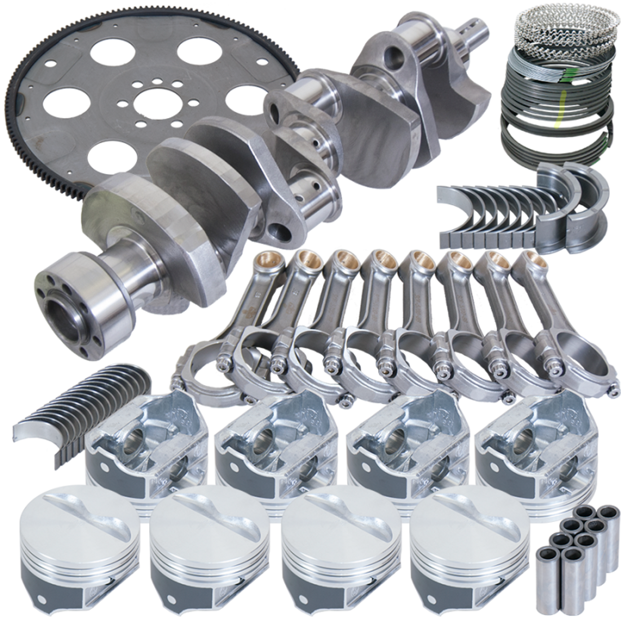 Eagle Chevy 350 1Pc 3.750in Crank 5.700in I-Beam Rods 4.000in Pistons 153 Tooth FP Balanced Assembly - B15455L03053 Photo - Primary