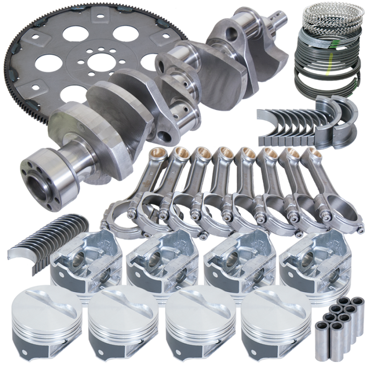Eagle Chevy 350 1Pc 3.750in Crank 5.700in I-Beam Rods 4.000in Pistons 168 Tooth FP Balanced Assembly - B15455L04068 Photo - Primary