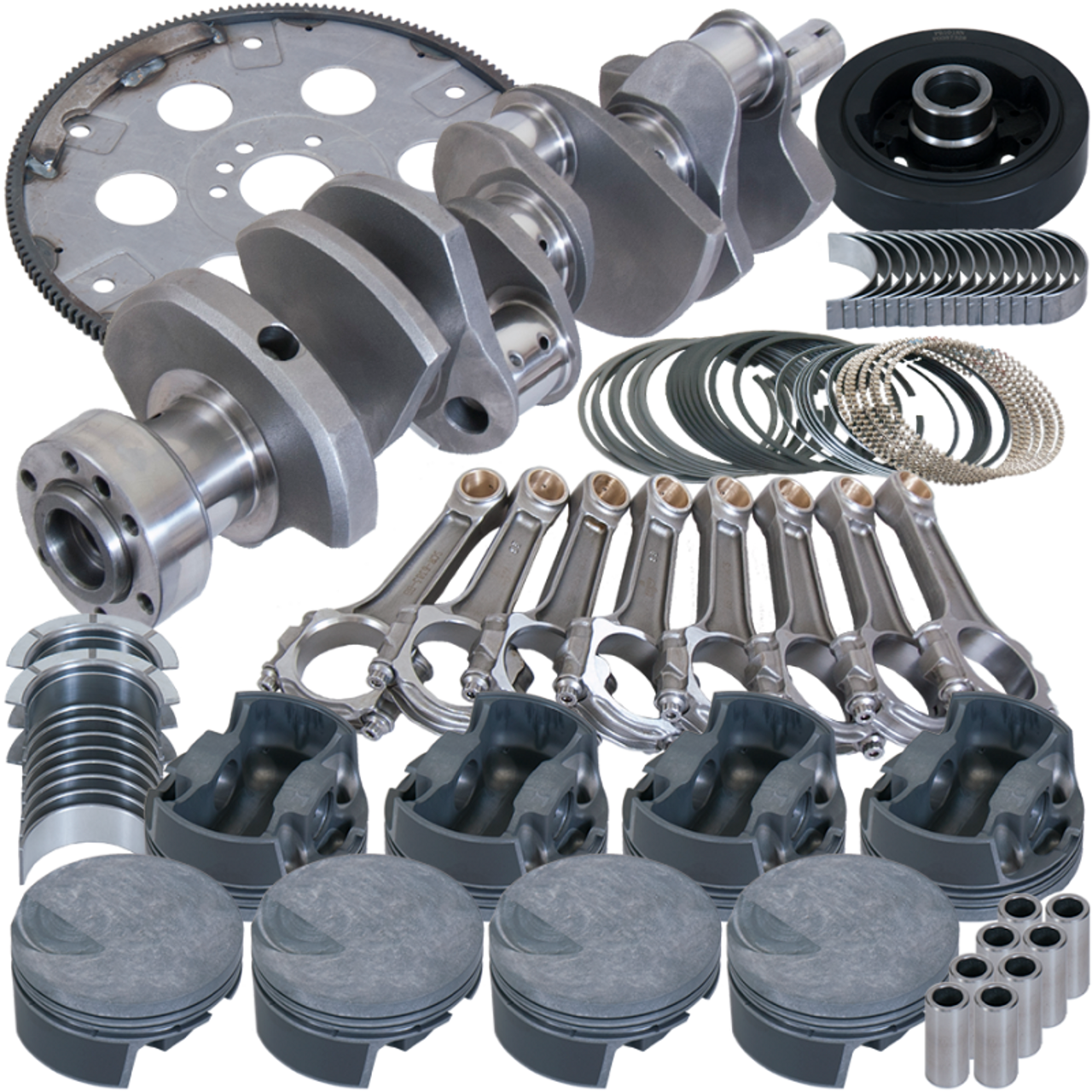 Eagle Chevy 454 1Pc 4.250in Crank 6.385in I-Beam Rod -3cc Flat Top 4.320in Pistons Balanced Assembly - B18020L070 Photo - Primary