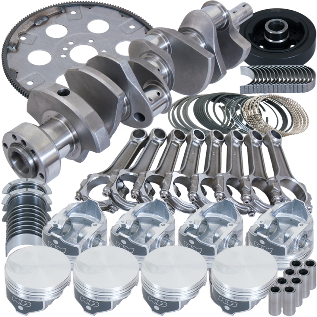 Eagle Chevy 454 1Pc 4.250in Crank 6.385in I-Beam Rod -3cc Flat Top 4.320in Pistons Balanced Assembly - B18021L070 Photo - Primary