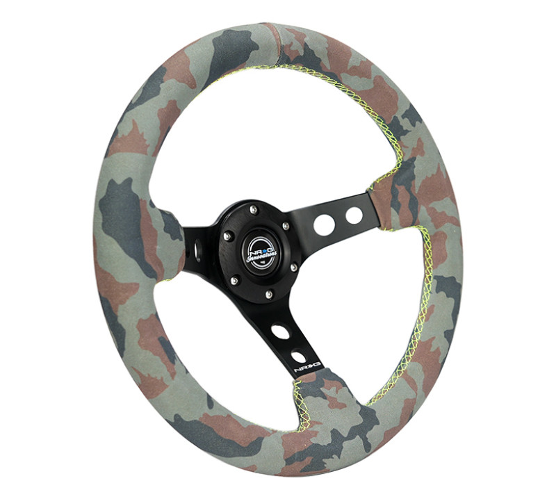 NRG Reinforced Steering Wheel (320mm) Sport/Suede Steering Wheel w/ Camo Pattern & Green Stiching - RST-012S-CAMO User 1