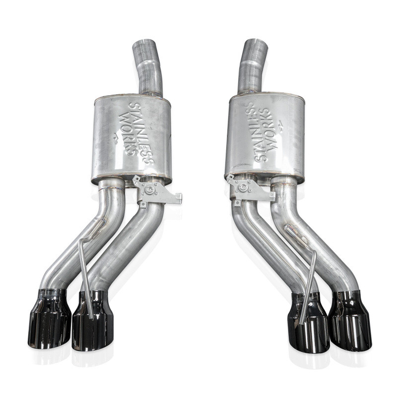 Stainless Works 22-25 Cadillac CT5-V Blackwing Axle Back Exhaust - Black Chrome Tips - CT5V22AB-BC Photo - out of package