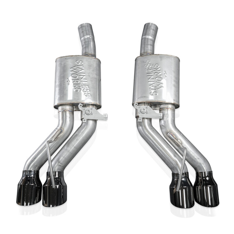 Stainless Works 22-25 Cadillac CT5-V Blackwing Axle Back Exhaust - Black Chrome Tips - CT5V22AB-BC Photo - out of package