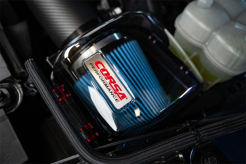 Corsa 2024+ Ford Mustang GT 5.0L Carbon Fiber Cold Air Intake w/ MaxFlow Oiled Air Filters - Matte - 44013MT Photo - Mounted