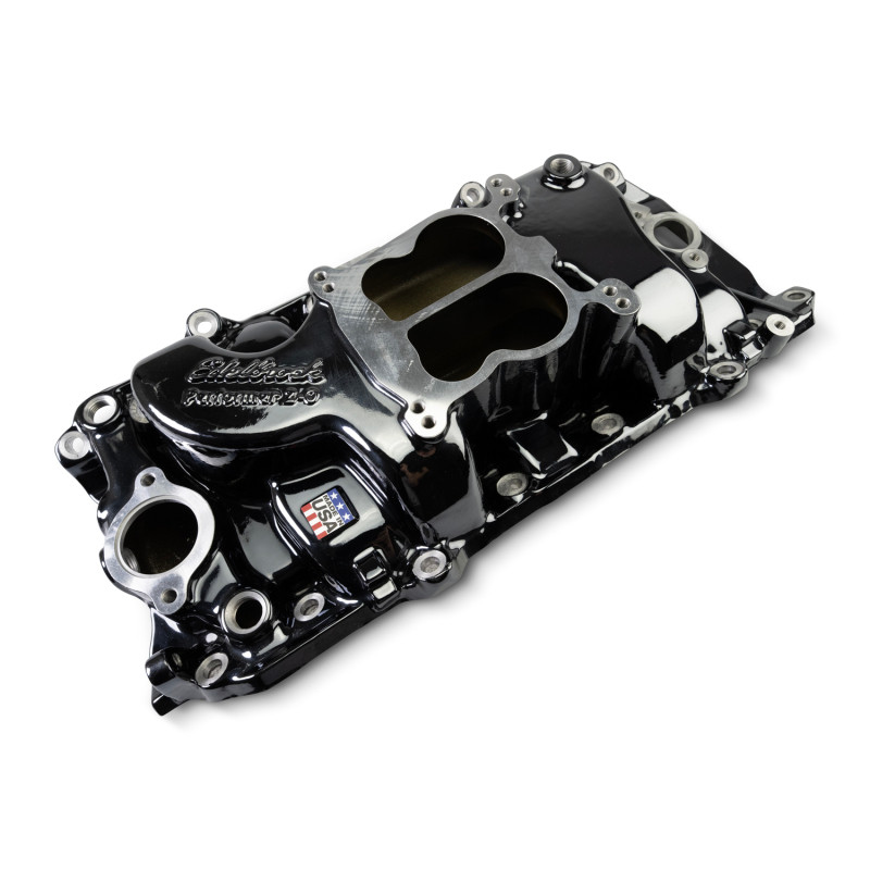 Edelbrock 65-90 BB Chevy Oval Port Heads Performer 2-O Manifold - Black Plasma - 2161-BP Photo - out of package