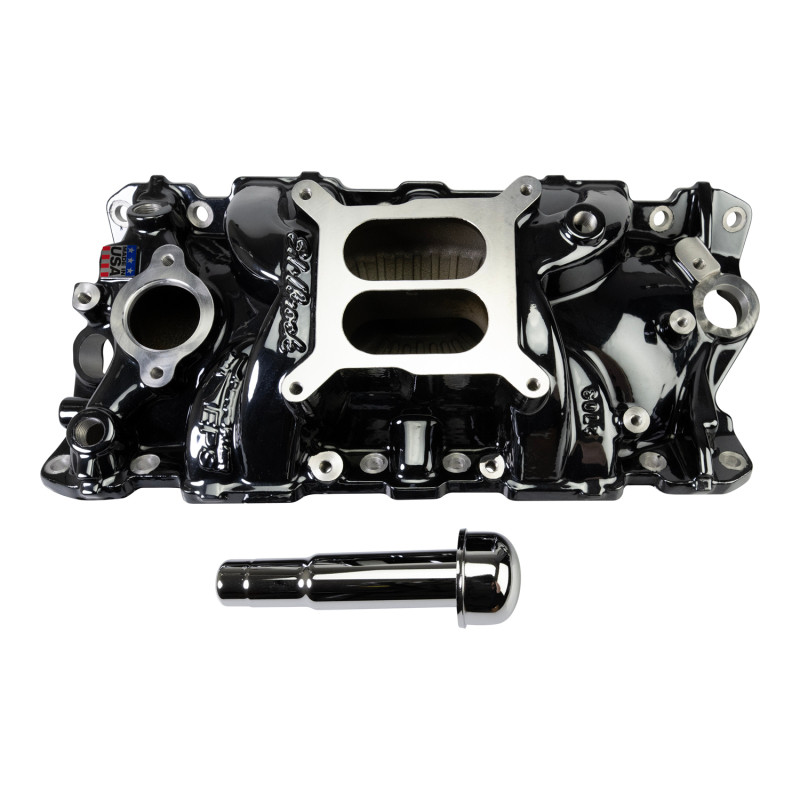 Edelbrock Chevy SB Performer EPS Manifold w/ Oil Fill Tube - Black Plasma - 2703-BP Photo - out of package