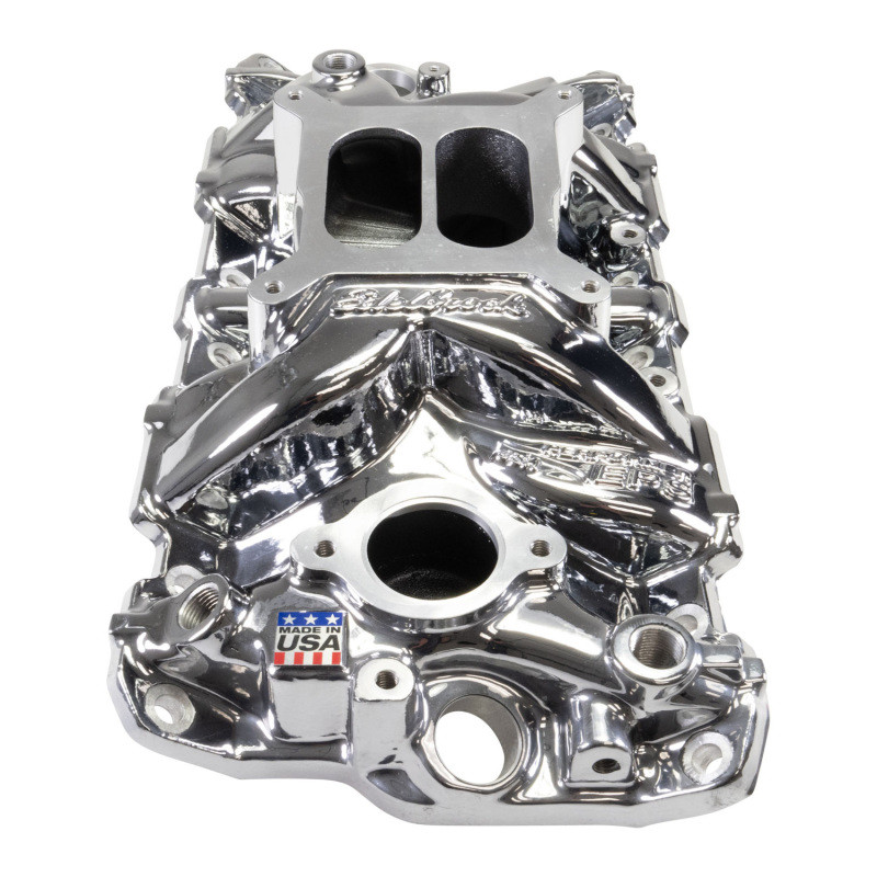 Edelbrock Chevy SB Performer EPS Intake Manifold w/ Oil Fill Tube - Chrome Plasma - 2703-CP Photo - Primary