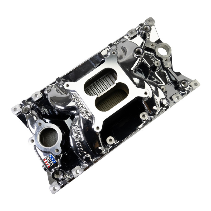 Edelbrock RPM Air-Gap Manifold for Small-Block Chevy Vortec - Chrome Plasma - 7516-CP Photo - out of package