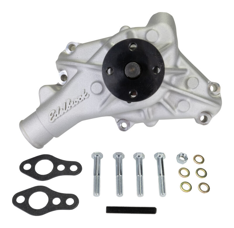 Edelbrock Long Water Pump For Small-Block Chevy, Reverse Rotation, Satin Finish - 88810 Photo - Primary