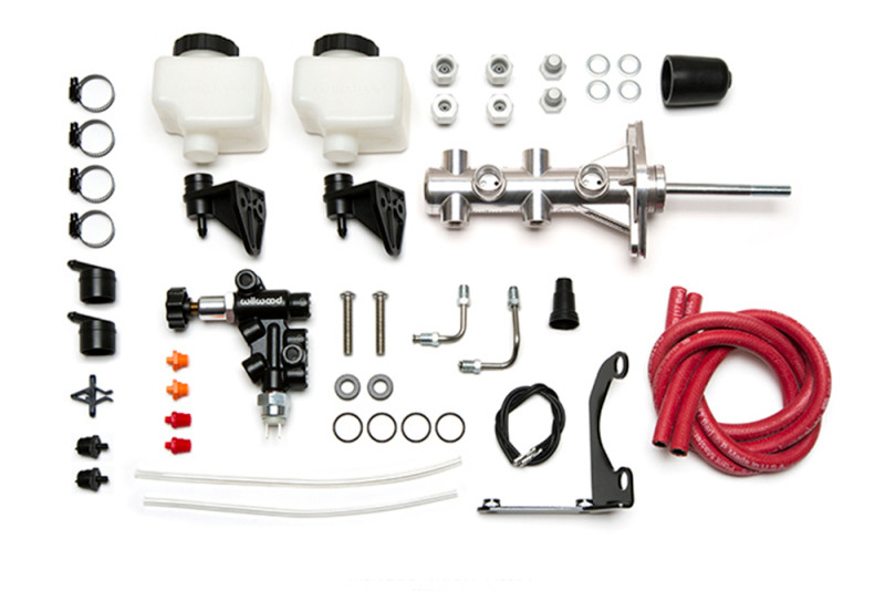 Wilwood kit M/C remote tandem 1.00 W/PUSHROD W/P-VALVE powdercoat chrome - 261-14390-P Photo - Primary