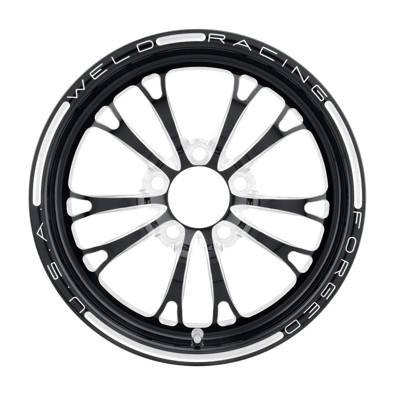 Weld V-Series Frontrunner 15x3.5 / 5x4.75 / 1.75 BS / 3.18 HB - Gloss Black Milled - Non-BL Wheel - 84C-15274-B Photo - Close Up