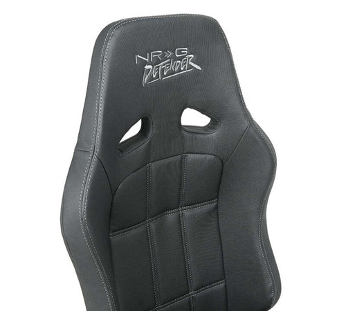 NRG Defender Water Resistant Steel Frame Suspension Seats Black w/ Black Trim & Yellow Embroidery - DF-100BK-S Photo - Close Up