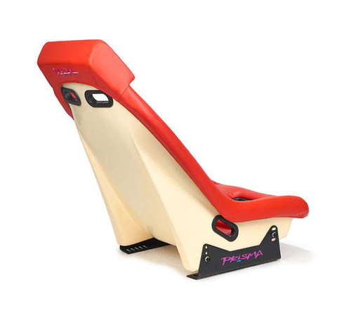 NRG GT Retro Bucket Seat - Red PVC Leather Red Stitching Off-White Fiberglass Back - PRI-100RD-STARDUST Photo - Close Up