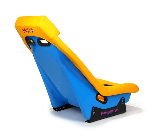 NRG GT Retro Bucket Seat - Yellow PVC Leather Yellow Stitching Off-White Fiberglass Back - PRI-100YL-OASIS Photo - Close Up